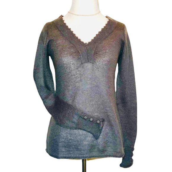Ruehl no 925 dusty purple mohair Knit Top - Picture 1 of 6